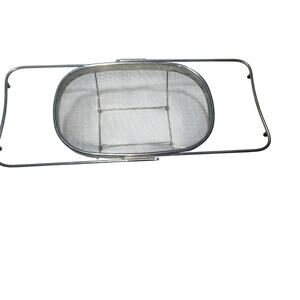 OVER THE SINK STAINLESS STEEL OVAL FINE MESH COLANDER STRAINER